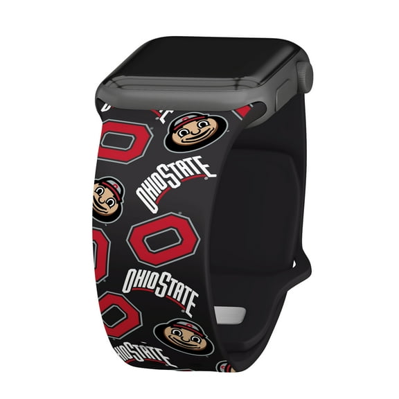 Ohio St HD Scattered Logo Unisex Watch Band for Apple Watch, 42/44/45/49mm(46mm Series 10) Short by Affinity Bands