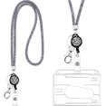 thumbnail image 1 of Breakaway Neck Lanyard, Crystal Beads Adorned Accessory for Safe and Stylish Wear (Grey, Extendable Length), 1 of 5