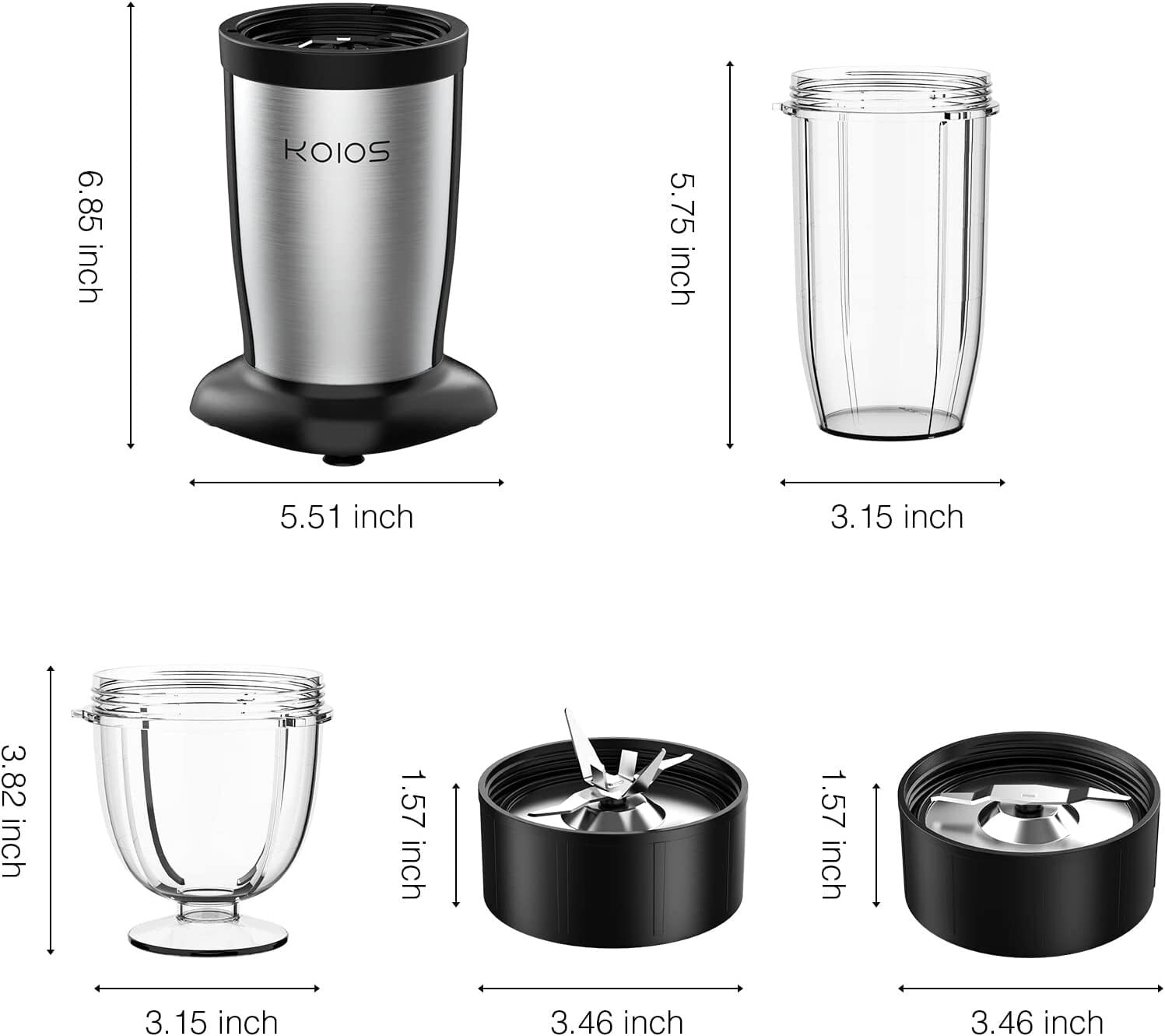 Dropship KOIOS PRO 850W Bullet Personal Blender 11 Pieces Set Blender For  Kitchen Baby Food 2x17
