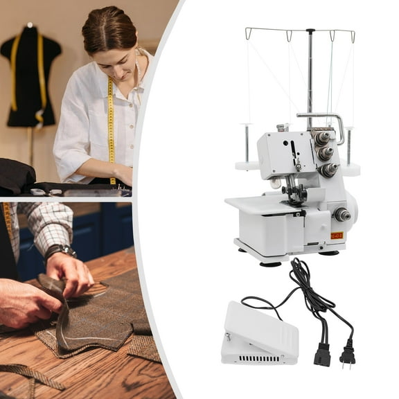4 Thread Lockstitch Machine with Foot Controller, Cast Iron Overlock Machine,1200 Stitches/min