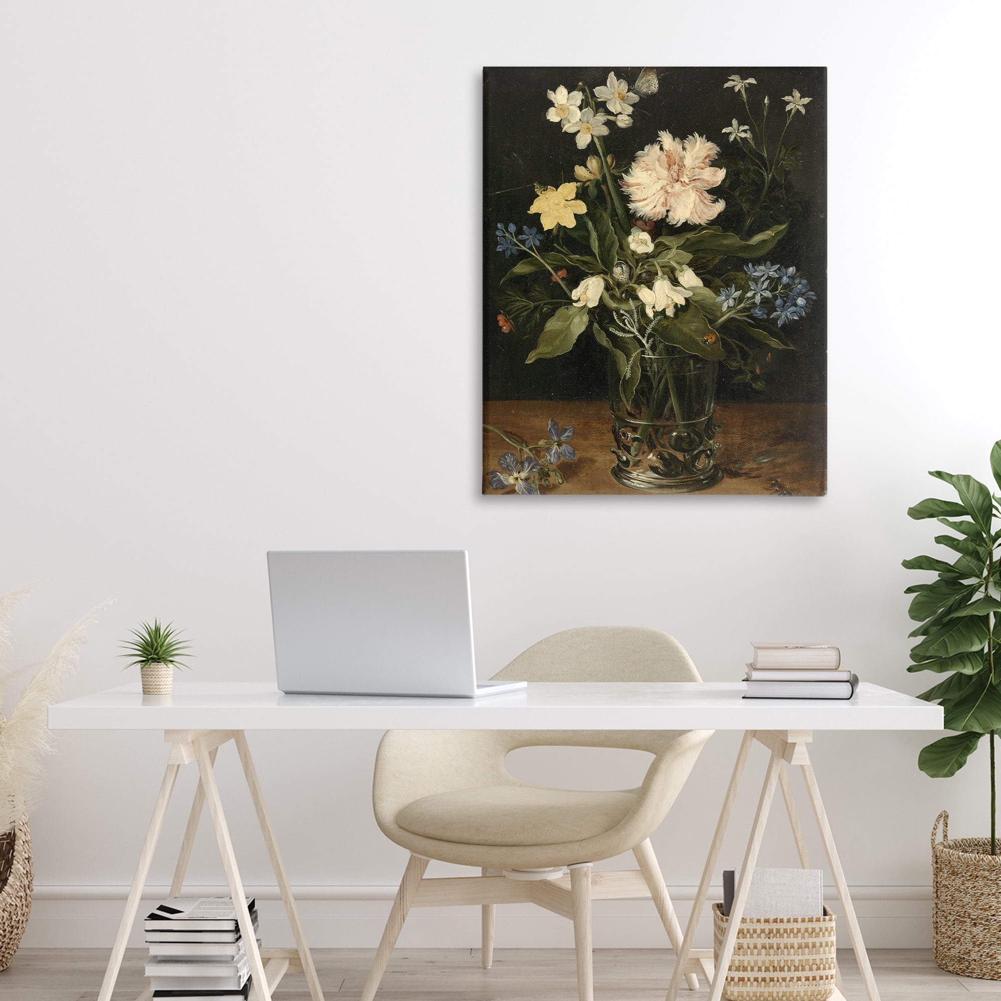Stupell Industries Chrysanthemum & Flowers in Vase Canvas Wall Art, design by Vintage Hustle