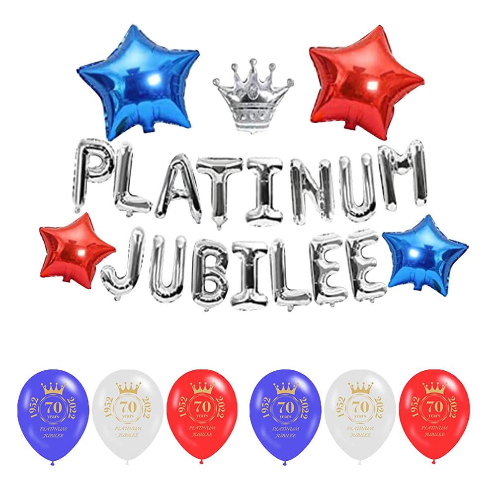 Famure 26pcs Queen's Jubilee Balloons Banner,2022 70th Queen's Jubilee