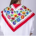thumbnail image 2 of Multifunctional Modern Polish Folk Art Head Scarf - Lowicz White, 2 of 8