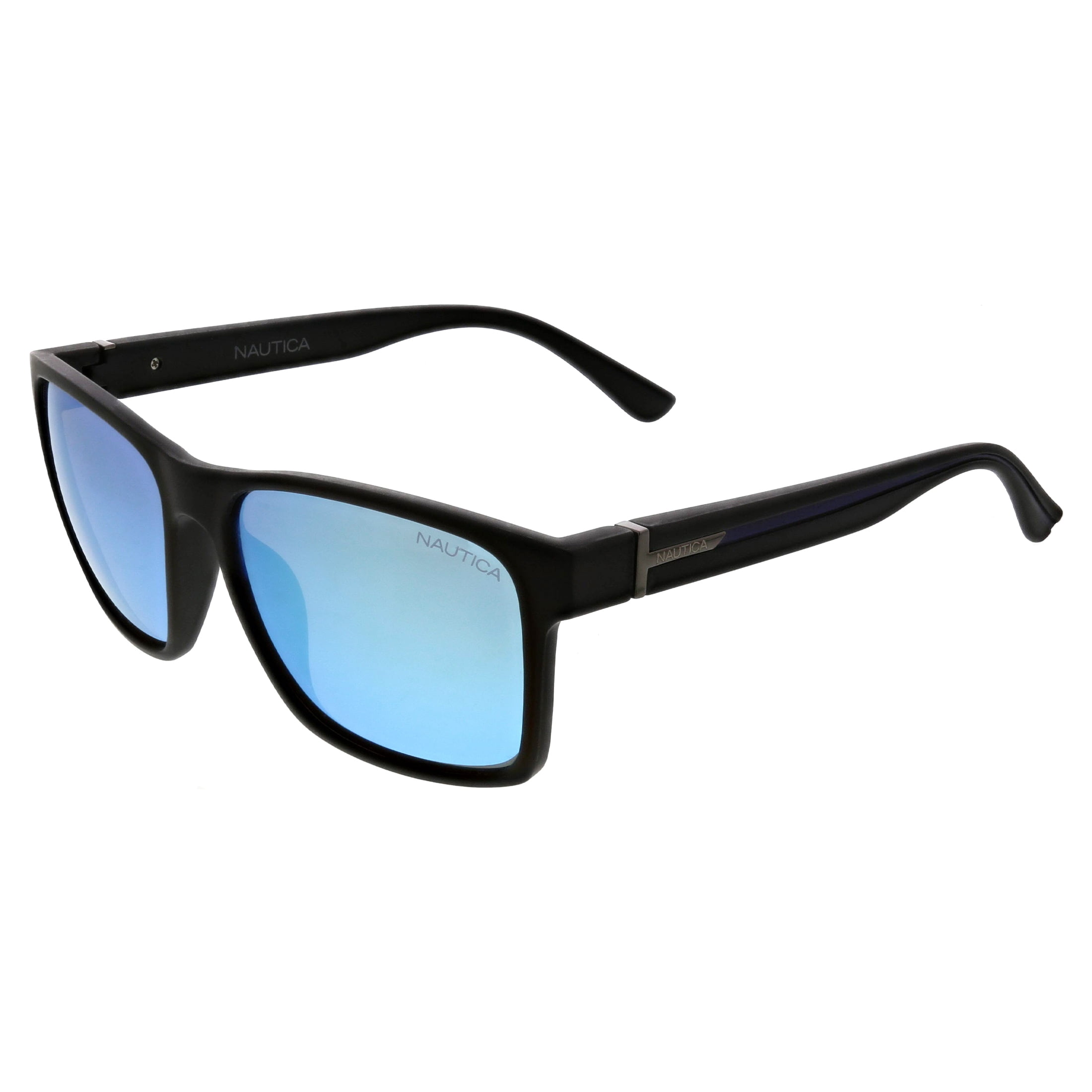 Nautica Mens Modern Square Polarized Sunglasses, NS1009 Matte Black