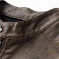 thumbnail image 6 of uikmnh Men's Winter Coats Men's Fit Collar Motorcycle Washed Pu Leather Jacket Men's Top Coat Size:XL, 6 of 7