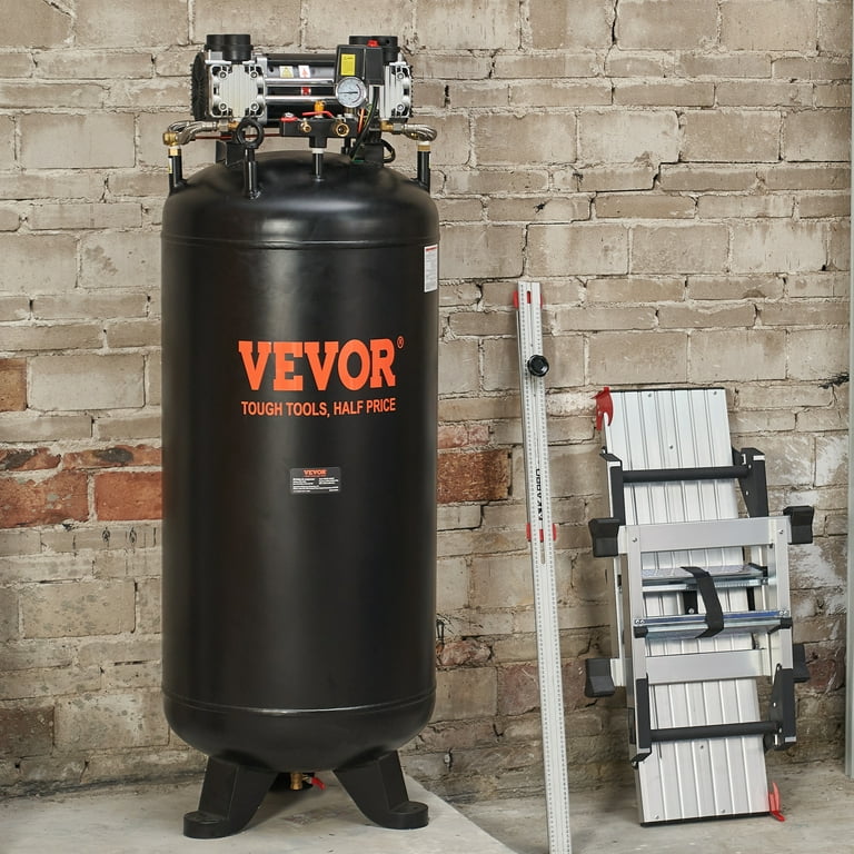 VEVOR 80 Gallon Air Compressor, 6.5HP 15.5SCFM@90 PSI, 2-Stage 145PSI Oil  Free Stationary Air Compressor Tank, 86dB Ultra Quiet Compressor for