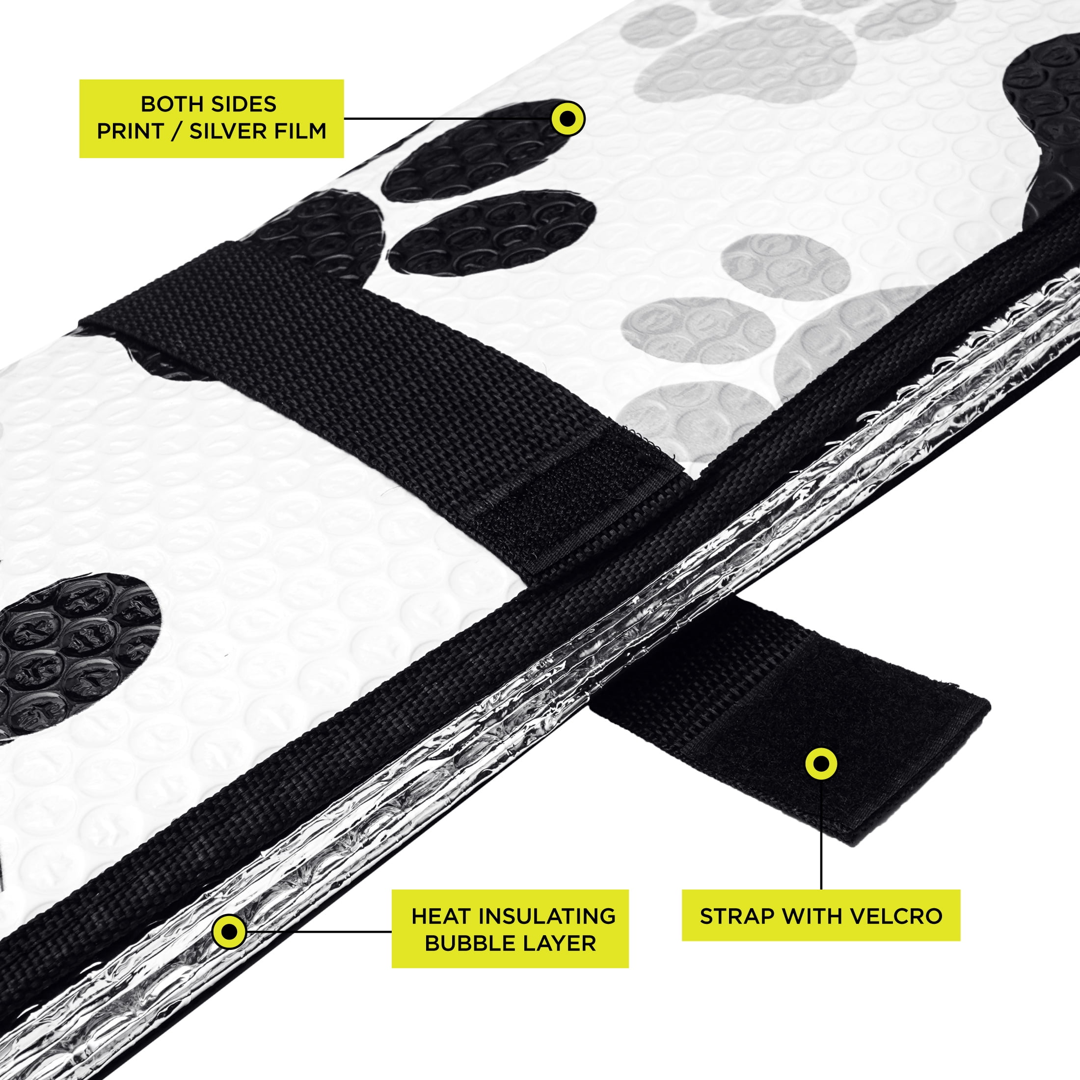 Auto Drive Paw Print Accordion Sunshade Universal Size 1 pack, 63'' x 28.5''