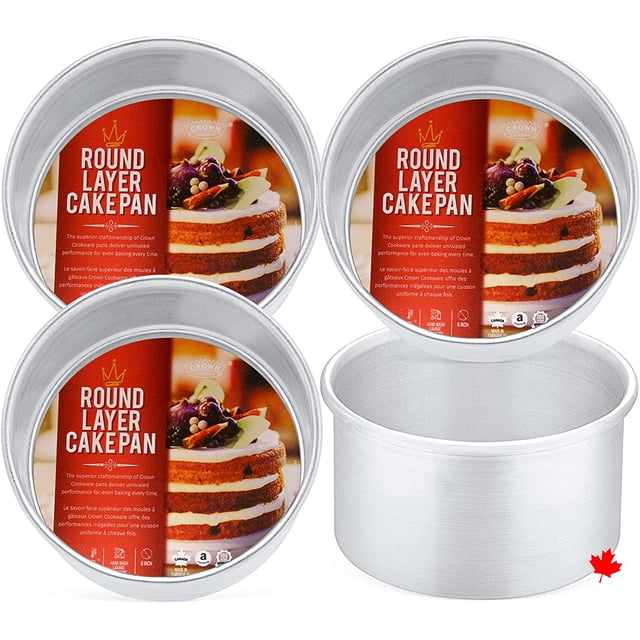 Crown 4 inch Cake Pans, 2" Deep, 4 Pack, Professional Baking Pans, Heavy Duty, Easy Release, Pure Aluminum