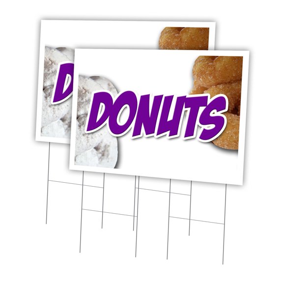 Donuts1 2 Pack Of 24" x 36" Yard Sign & Stake | Advertise Your Business | Stake Included Image On Front Only | Made in The USA