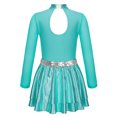thumbnail image 2 of IEFIEL Kids Girls Figure Ice Skating Dress Halter Long Sleeve Jazz Modern Dance Leotard Dress Dancewear Lake Blue 6, 2 of 5