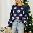 thumbnail image 5 of IROINNID Deals Pullover Sweater for Women Christmas Santa Claus Print Round-Neck Long Sleeve Warm Sweater Relaxed Fit Holiday Warm Pullover Tops,Dark Blue, 5 of 5