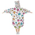 thumbnail image 2 of FORMRS Wearable Blanket Hoodie with Sleeves for Kids Cozy Flannel Sweatshirt, White Stars, 2 of 7
