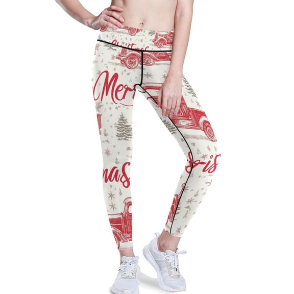 Ckdifva Merry Christmas Trucks Yoga Pants with Pockets for Women Workout Athletic Yoga Leggings