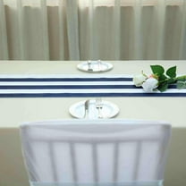Efavormart 12" x 108" Satin Stripes Premium Table Runner For Wedding Decor Fit Rectangle and Round Table - Navy / White