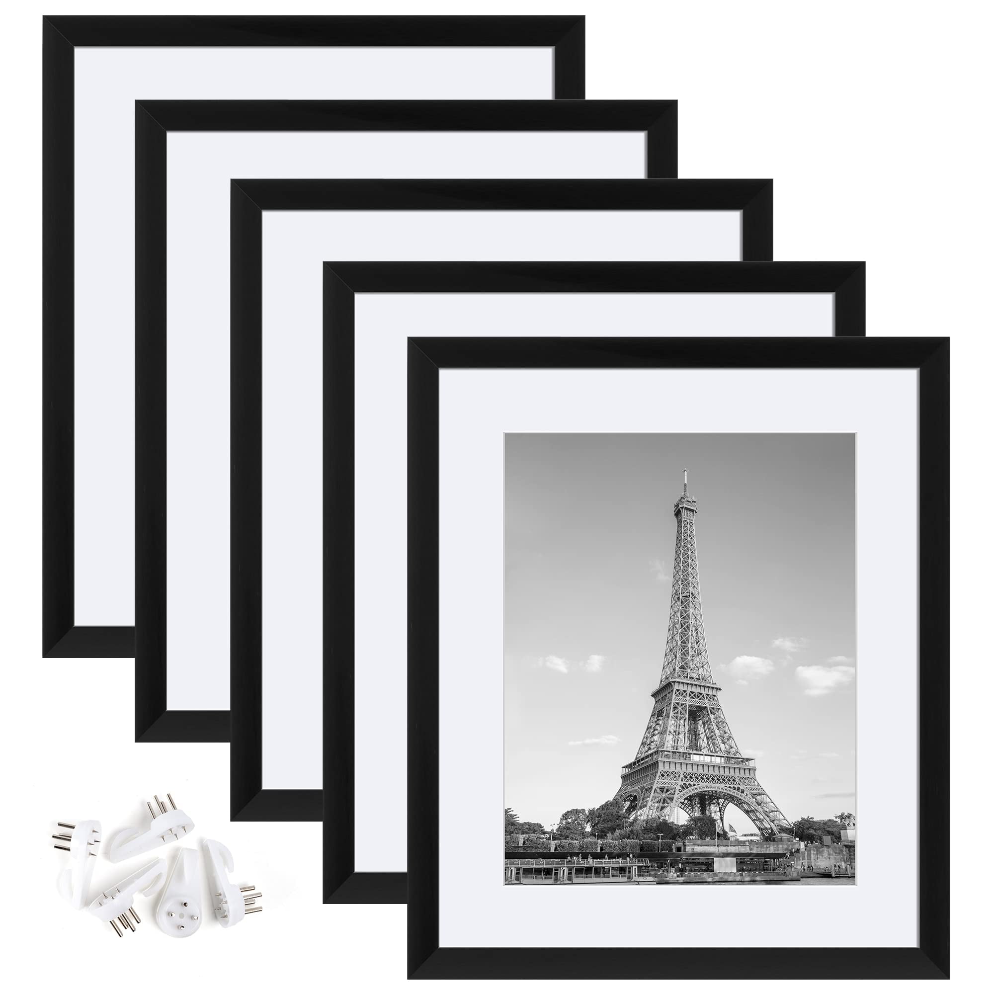 10x12 Picture Frame Set of 5, Display Pictures 7.5x9.5 with Mat or