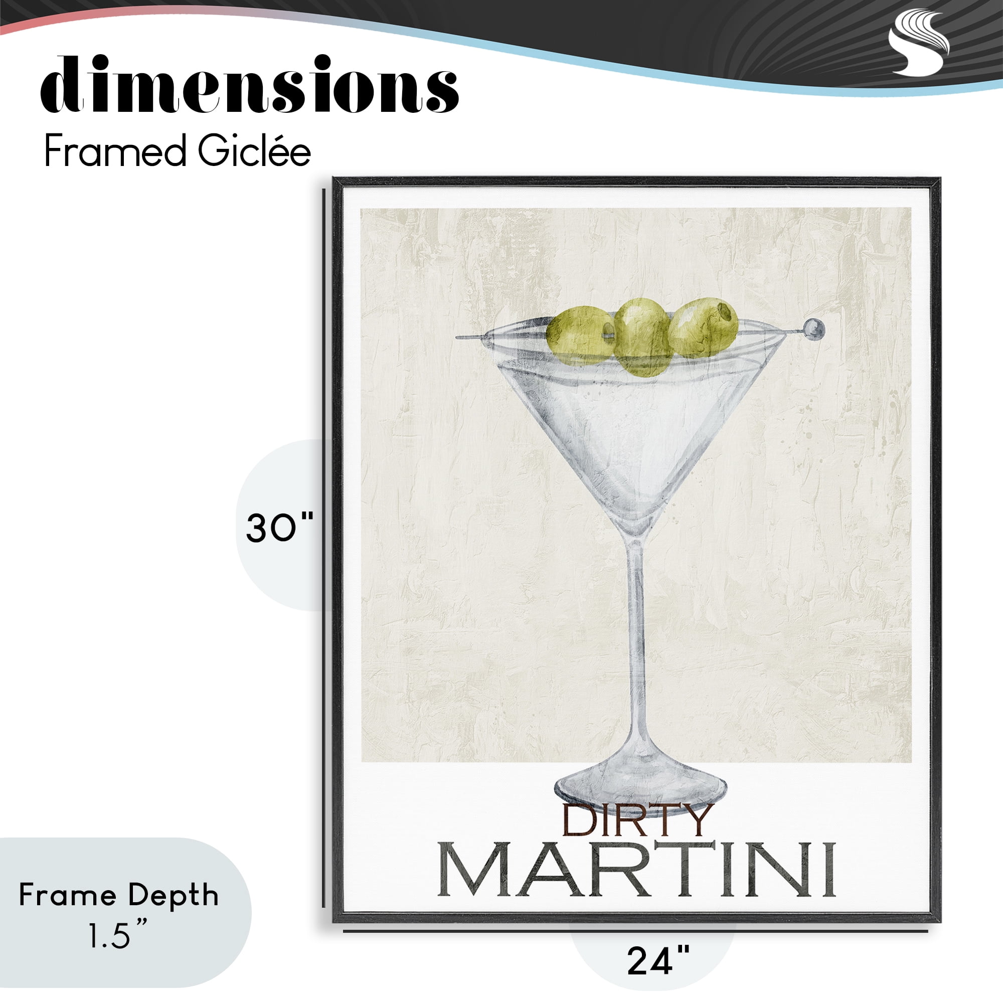 Stupell Industries Dirty Martini Olives Black Framed Giclee Art, design by Kim Allen