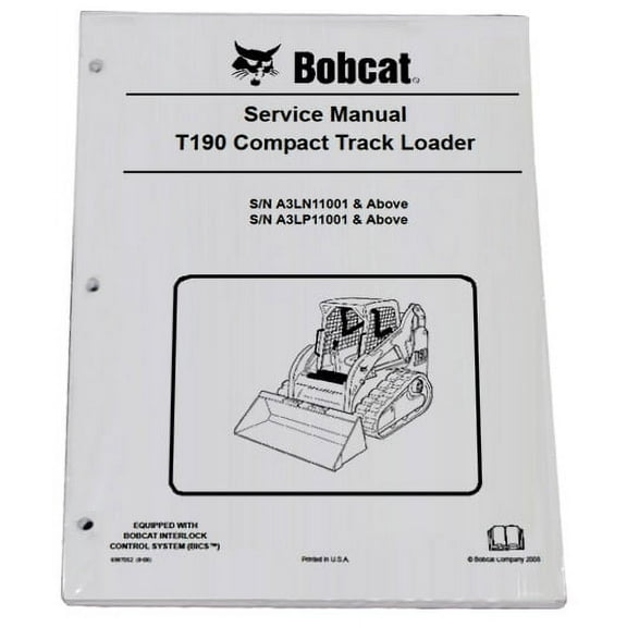 Bobcat T190 Track Loader Workshop Repair  Service Manual - Part Number # 6987052