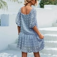 thumbnail image 6 of QUYUON Women Ruffle Mini Dress Summer Square Neck Short Sleeve Babydoll Dress Casual Loose A-Line Swing Tunic Dresses Beach Sundress Cocktail Party Short Dress, Blue M, 6 of 7