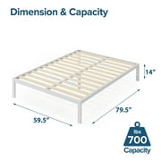 Zinus Mia 14 White Metal Platform Bed Frame, Queen