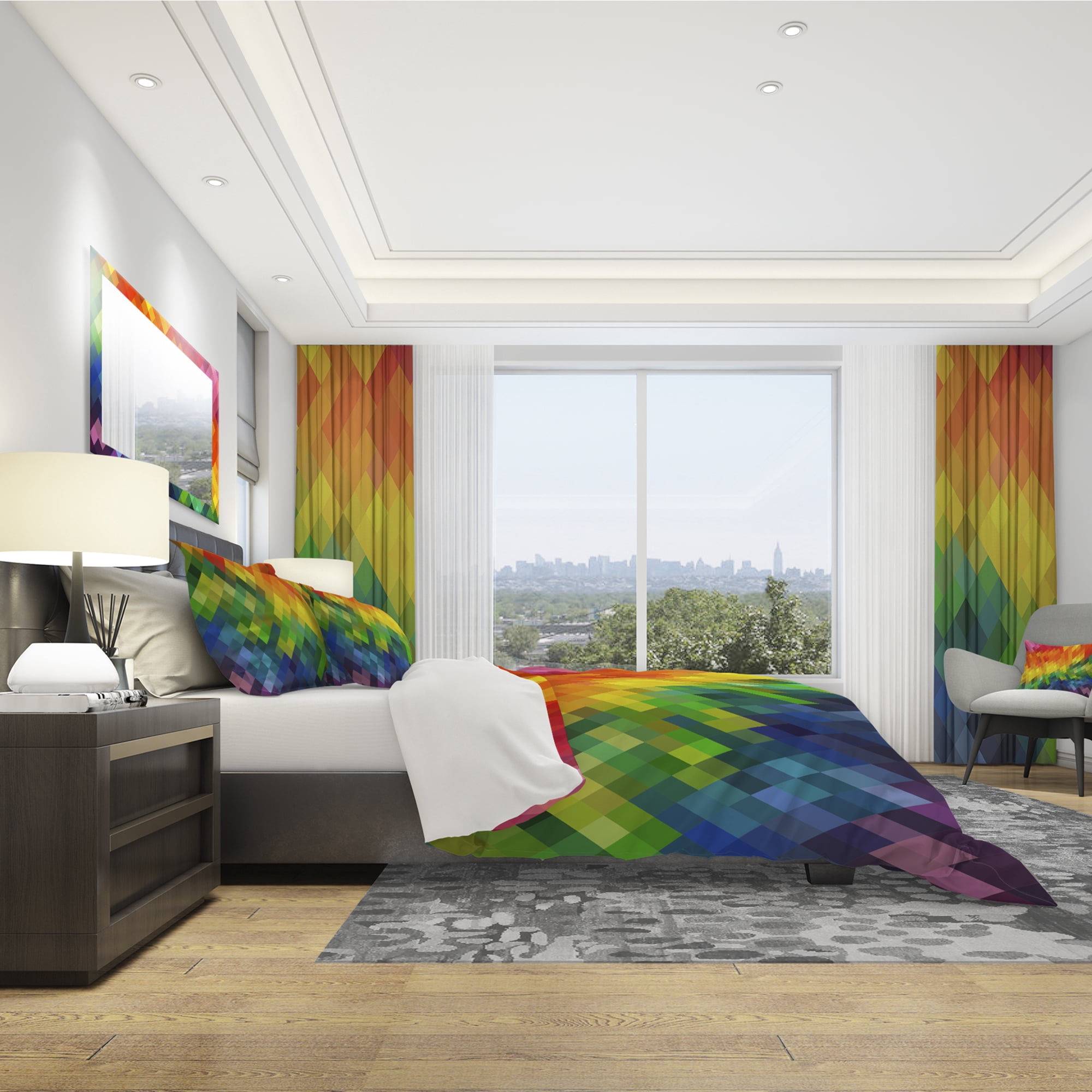Designart 'Colorful Rhombus Pattern' Modern Duvet Cover Set
