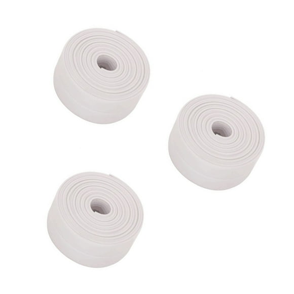 Injueey 3 uds cinta de tira de sellado autoadhesiva impermeable cintas para borde de fregadero puerta piso hueco pared pegatina baño ducha Suministros de limpieza para el hogar Blanco