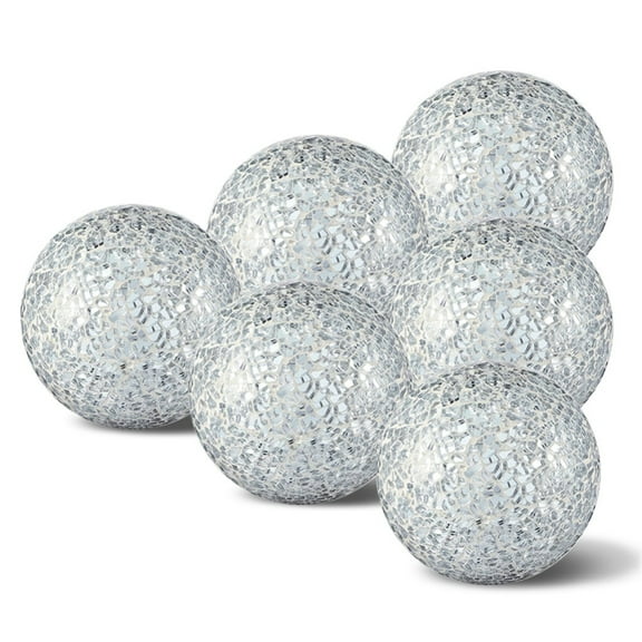 6 Pieces Decorative Balls for Centerpiece Bowls Decorative Orbs Set 2.36 Inch Glass Mosaic Sphere Balls Centerpiece Balls for Bowls Vases Dining Table Decor