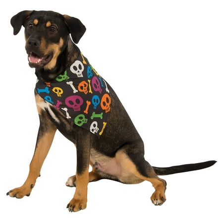 Dog Bandana Pet Costume Accessory Colorful Bones - Medium/Large