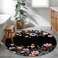 thumbnail image 3 of Black Spring Floral Round Area Rug 3.3Ft Washable Circle Rugs for Dining Room Table, Elegant Flowers Farmhouse Botanical Non-Slip Carpet Floor Mats Indoor Outdoor Carpet Runner Aesthetic Home Decor, 3 of 8
