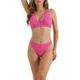 thumbnail image 1 of INSPIRAR CHIC Conjuntos de Bikini de V Cuello Cruzado para Mujeres de 2 Piezas con Parte Inferior Triangular con Cuerda en la Espalda Trajes de Baño Talla X-Small Rosa Rojo, 1 of 5