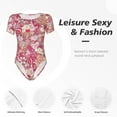 thumbnail image 6 of Uemuo Sweet Pattern Women's One Piece Short Sleeve Swimsuit Rash Guard Surfing Modest Quick-drying Swimsuit Beach Essentials-Medium, 6 of 9