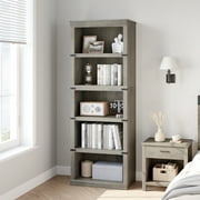 Aoile 5 Tier Farmhouse Bookshelf, 12.7" x 24.5" x 67.4" Heavy Duty Freestanding Bookcase, Bookshelves with Storage Open Display for Home Office, Living Room, Bed Room, Bathroom, Gray