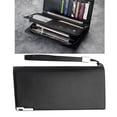 thumbnail image 4 of Cartera de párrafo largo con cremallera Monedero de gran capacidad con múltiples ranuras Bolsa de almacenamiento de teléfono para padre, hombre, amigos, café (negro), 4 of 5