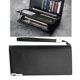 thumbnail image 4 of Cartera de párrafo largo con cremallera Monedero de gran capacidad con múltiples ranuras Bolsa de almacenamiento de teléfono para padre, hombre, amigos, café (negro), 4 of 5