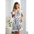 thumbnail image 3 of Ekouaer Women's Sleep Dress Short Sleeve Sleepwear Comfy Button Down Sleepshirt with Chest Pocket, 3 of 6