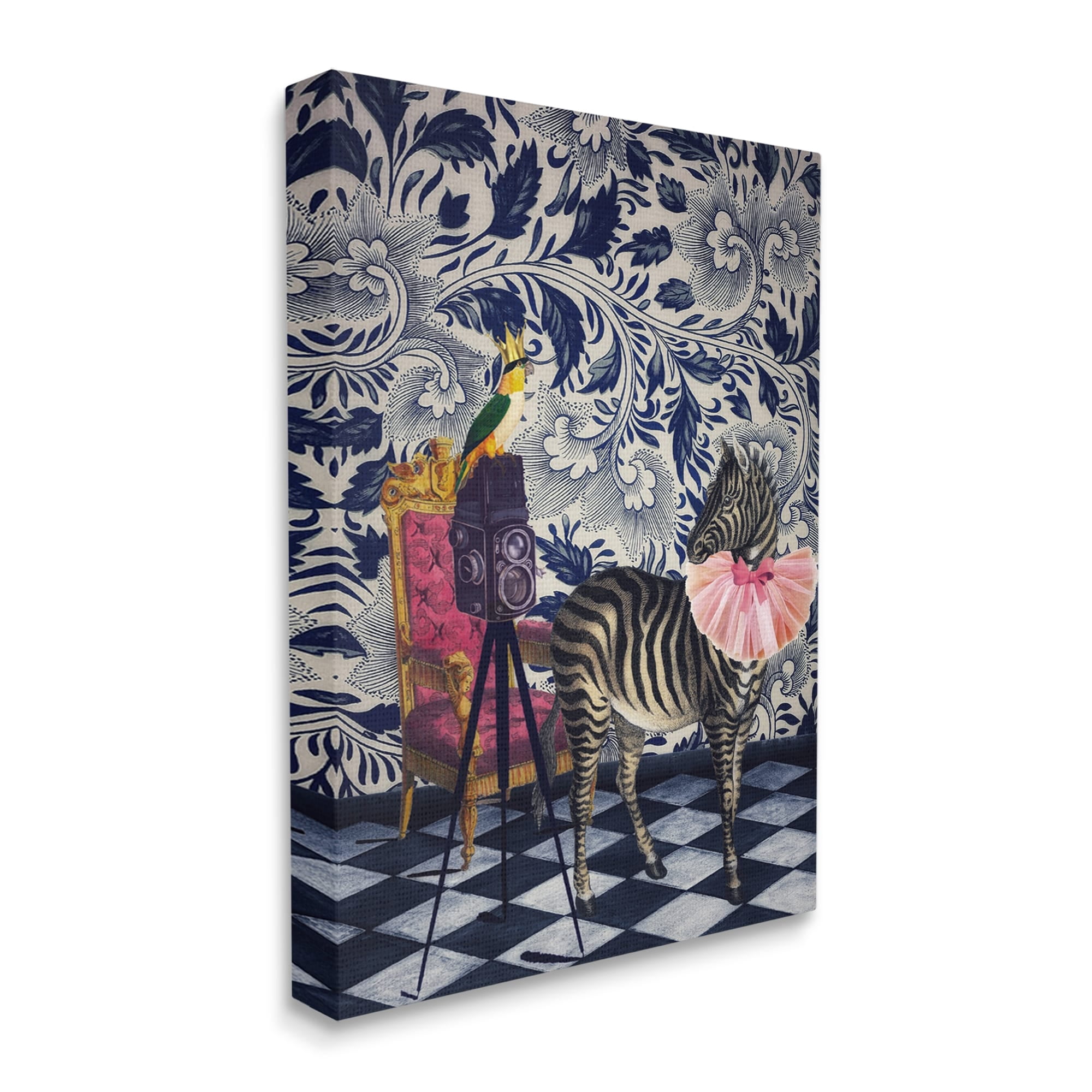 Stupell Industries Vintage Camera and Safari Animals Regal Floral Pattern, 24 x 30,Design by Erika C. Brothers