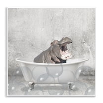 Stupell Industries Baby Hippo Bath Time Cute Animal Design Wall Plaque by Kim Allen