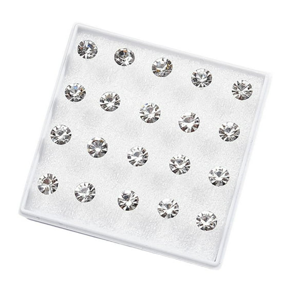 WE-POLUJ Stylish Cubic Zirconia Plastic Studs Chic Anti Allergy Earring Set with Resin Backs Clear Cubic Zirconia Ear Studs