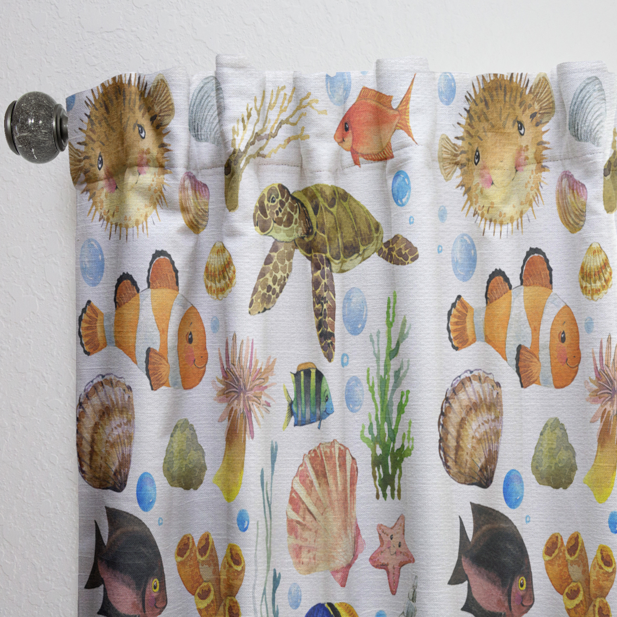 Designart 'Costal Life Form XII' Nautical & Coastal Curtain Panel