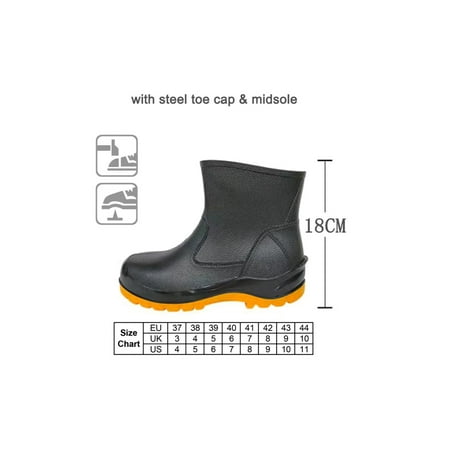 

Tenmix Mens Work Boots Heavy Duty Rain Boot Steel Toe Safety Shoes Waterproof Rainboot Industrial Slip Resistant Anti-smash Shoe Black 18cm Height Steel Toe Steel Mid-sole 8.5