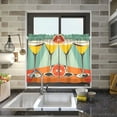 thumbnail image 4 of Yayeee Kitchen Curtains Tier Pair Light Filtering 27"x36" Rod Pocket Short Cafe Window Panel, Green Glasses, 4 of 7