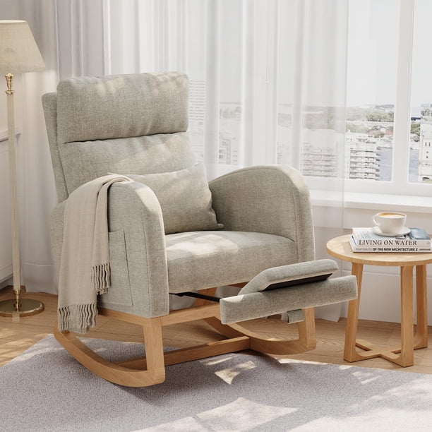 Yeshouse Mecedora, silla de guardería con almohada, sillón mecedor decorativo para sala de estar, dormitorio, sala de lactancia