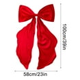 thumbnail image 3 of Fabric Satin Bow Christmas Tree Topper – Oversized Red Satin Holiday Decoration with Cascading Tails, 3 of 5