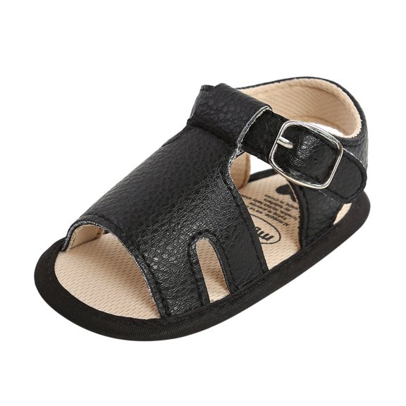JSCDRPDWL Boys Sandals Size 6 Baby Black Mary Janes Kids Boys and Girls Soft Non-Slip Rubber Sole Prewalker Flat Sandals for Walking Basketball Shoes for Kids