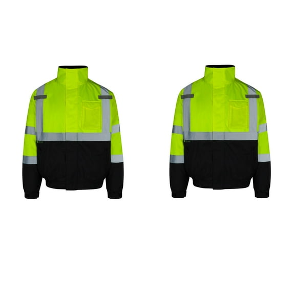 2Pack Everyday ANSI Class 3 Full Zip Bomber Jacket (LIME)