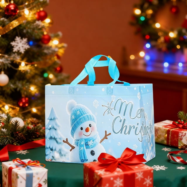 Reusable Non-woven Christmas Gift Bag with Handles for Holiday Party Favors, Gift Wrapping, Storage, and Decorative Present Packaging