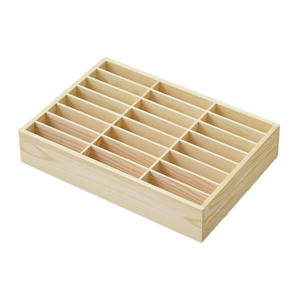 Soporte de madera para teléfono, organizador multifuncional de escritorio de 24 rejillas para útiles escolares y salas de reuniones.