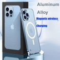 thumbnail image 3 of Funda de teléfono Magsafe con marco de Metal de aleación de aluminio de lujo para Iphone 11 12 13 14 Pro Max Mini soporte para carga inalámbrica magnética, 3 of 4