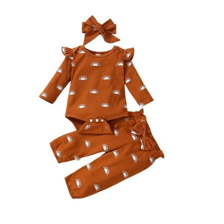 

Qufokar Rainbow Friends Pyjamas Items for New Born Baby Girl Baby Girls Cotton Print Autumn Letter Long Sleeve Ribbed Pants Headbands Shirt Set Clothes