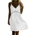 thumbnail image 5 of Lovzfmll Casual Linen Blend Shift Maxi Dress for Women, Loose V Neck Short Sleeve Dress White, L, 5 of 9