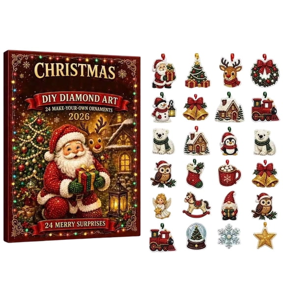 Diamond Painting Advent Calendar 2026 for Girls Kids 24 Days Christmas Countdown Calendar with Dimond Art Painting Kits Accessories for DIY Gem Keychains Crafts for Christmas Gift